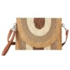 Metallic-Trim Multicolor Straw Clutch Crossbody Bag