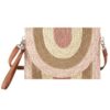 Metallic-Trim Multicolor Straw Clutch Crossbody Bag