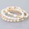 Multi Oval Stone Beaded Bracelet – Gold-Tone & Faux Pearl