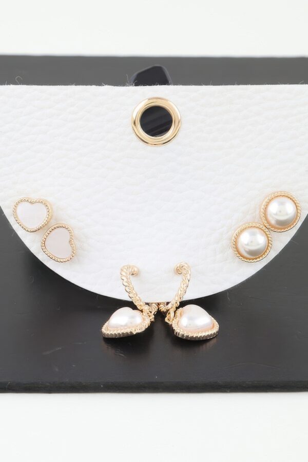 Pearl Heart Earrings Set – Vintage Drop & Studs