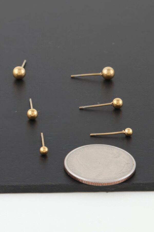 Triple Orb Vertical Stud Earrings – Polished Finish