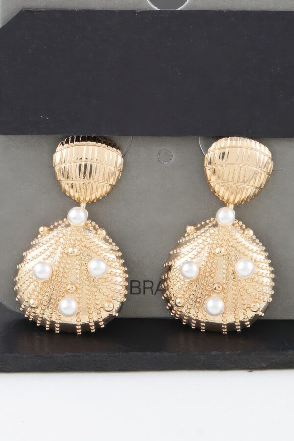 Pearled Seashell Drop Earrings – Sculpted Shell Charms