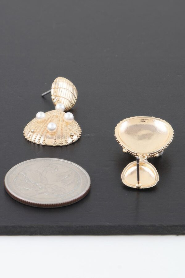 Pearled Seashell Drop Earrings – Sculpted Shell Charms