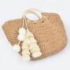 Woven Paper Tote Bag with Wooden Handles & Tassels