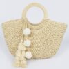 Woven Paper Tote Bag with Wooden Handles & Tassels