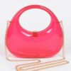 Transparent Acrylic Clutch with Gold-Chain Strap