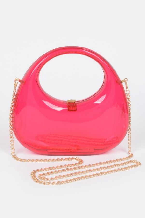 Transparent Acrylic Clutch with Gold-Chain Strap