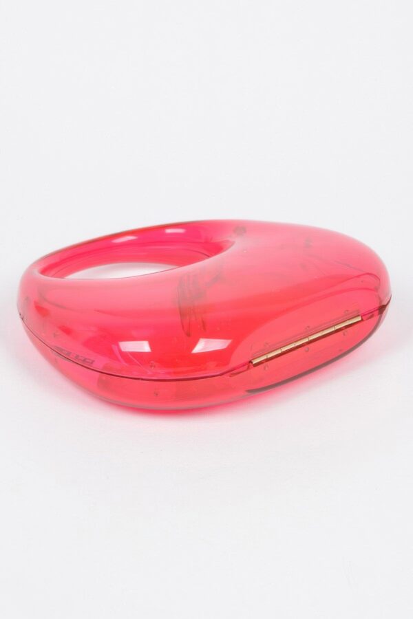 Transparent Acrylic Clutch with Gold-Chain Strap