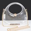 Transparent Acrylic Clutch with Gold-Chain Strap