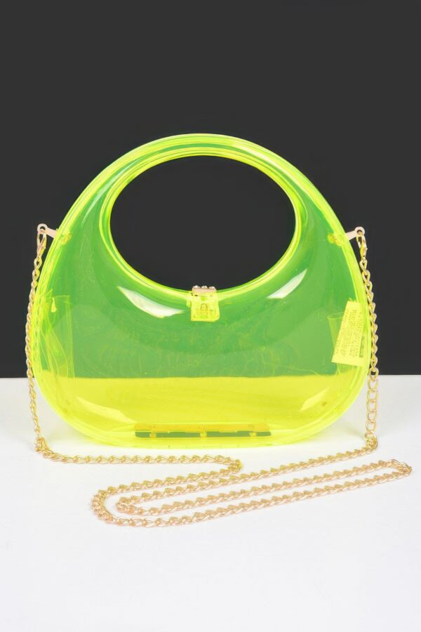 Transparent Acrylic Clutch with Gold-Chain Strap