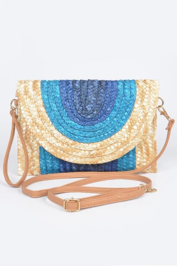 Faux Straw Envelope Clutch – Colorful Woven Design