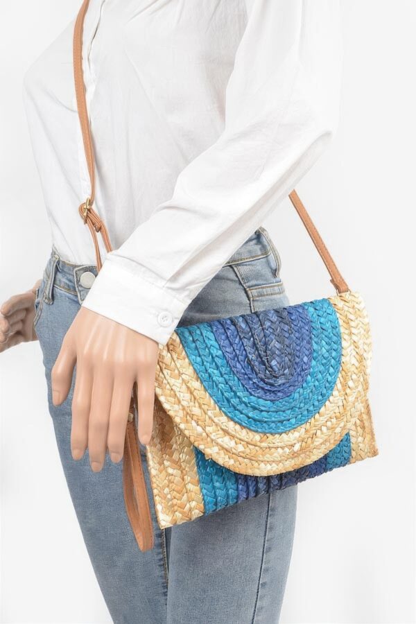 Faux Straw Envelope Clutch – Colorful Woven Design