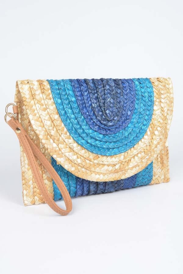 Faux Straw Envelope Clutch – Colorful Woven Design