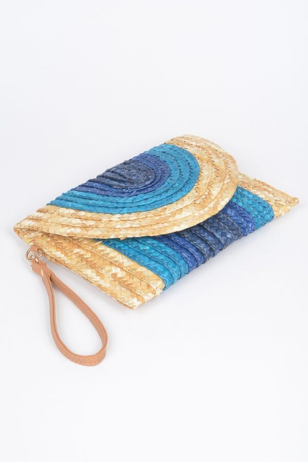 Faux Straw Envelope Clutch – Colorful Woven Design