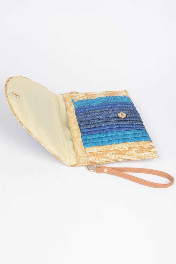 Faux Straw Envelope Clutch – Colorful Woven Design