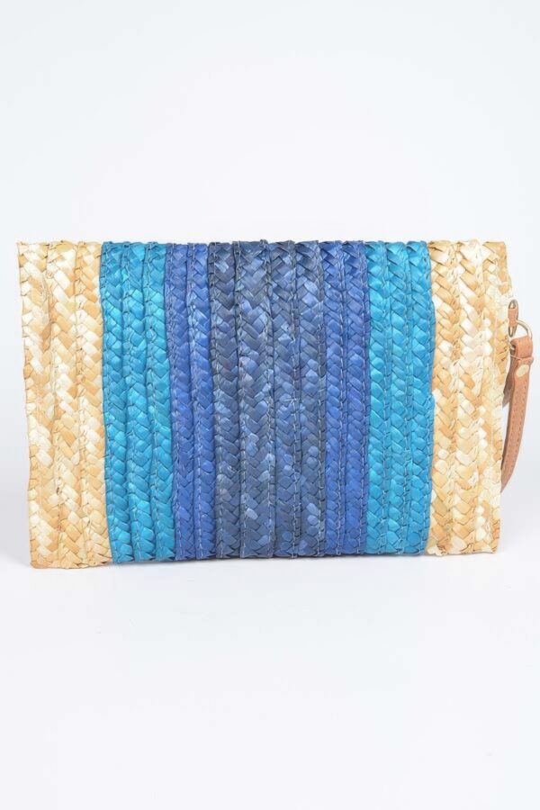 Faux Straw Envelope Clutch – Colorful Woven Design
