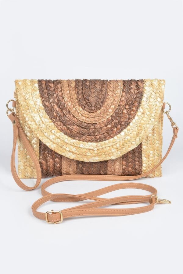 Faux Straw Envelope Clutch – Colorful Woven Design