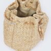 Faux Straw Bucket Bag with Stone Handle