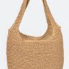 Faux Straw Hobo Bag – Relaxed Shoulder Silhouette, Neutral