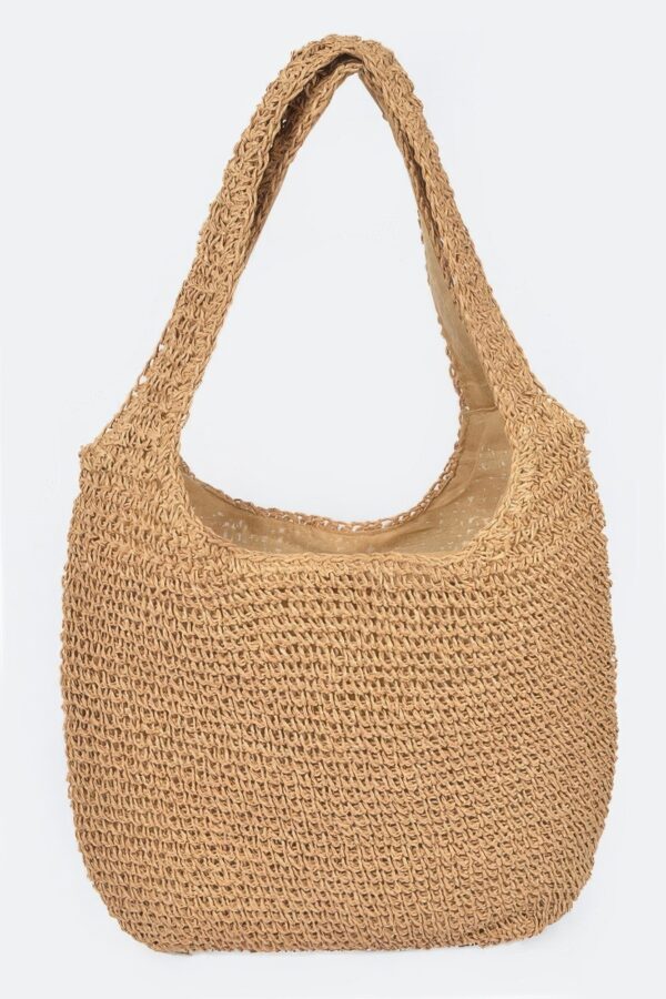 Faux Straw Hobo Bag – Relaxed Shoulder Silhouette, Neutral