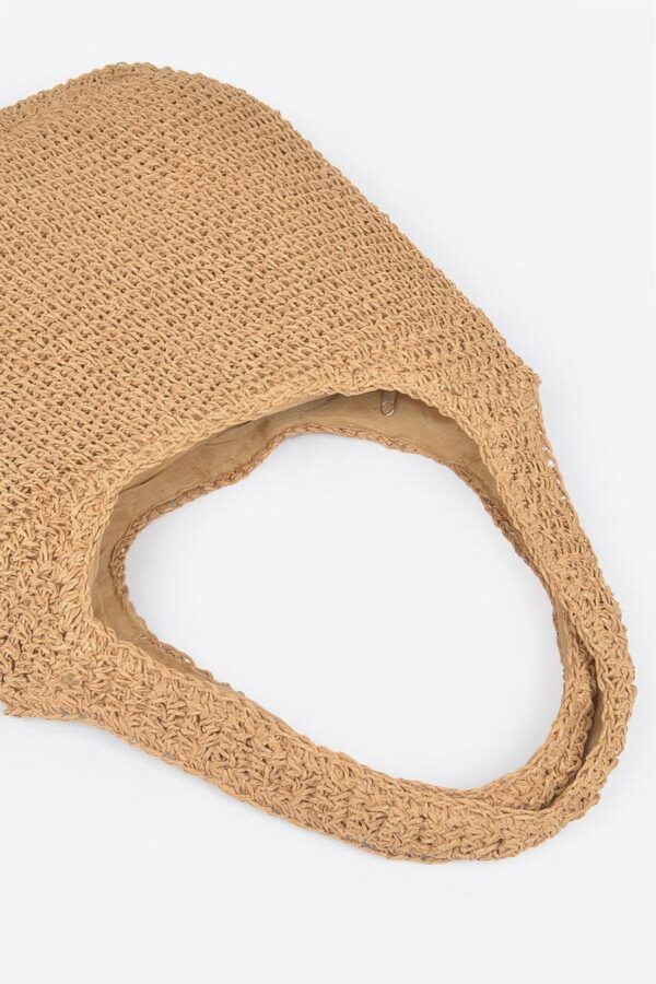 Faux Straw Hobo Bag – Relaxed Shoulder Silhouette, Neutral