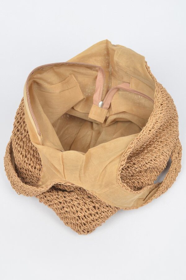Faux Straw Hobo Bag – Relaxed Shoulder Silhouette, Neutral