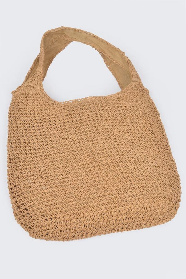 Faux Straw Hobo Bag – Relaxed Shoulder Silhouette, Neutral