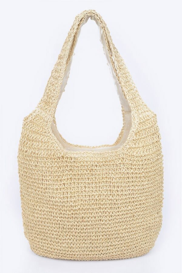 Faux Straw Hobo Bag – Relaxed Shoulder Silhouette, Neutral