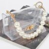 Pearl-Accent Transparent Crossbody with Clear Chain