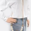 Pearl-Accent Transparent Crossbody with Clear Chain