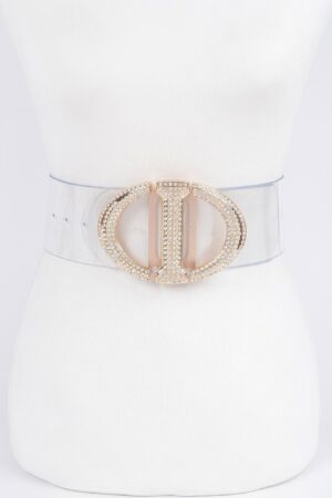 Transparent PVC Belt with Rhinestone Metal Buckle – Plus Size