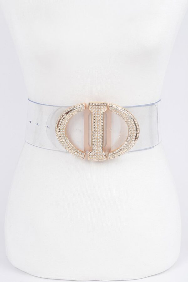 Transparent PVC Belt with Rhinestone Metal Buckle – Plus Size