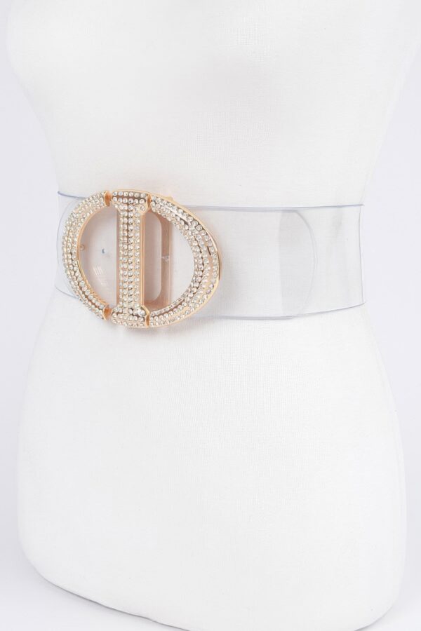 Transparent PVC Belt with Rhinestone Metal Buckle – Plus Size