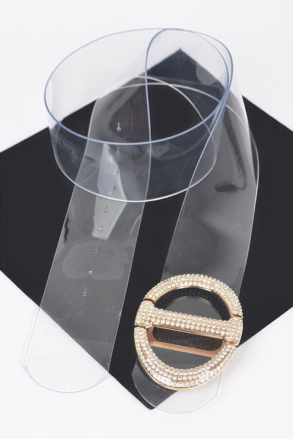 Transparent PVC Belt with Rhinestone Metal Buckle – Plus Size