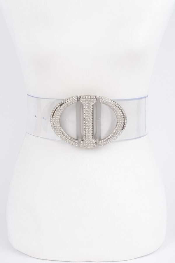 Transparent PVC Belt with Rhinestone Metal Buckle – Plus Size