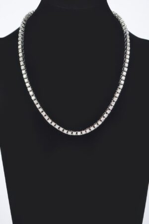 Layered Rhinestone Chain Necklace – Silver-Tone 19.5″
