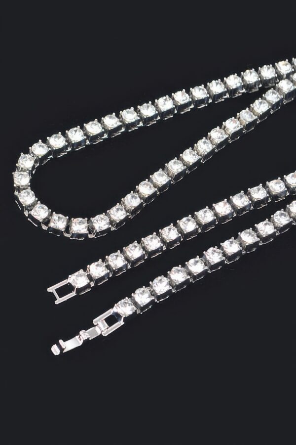 Layered Rhinestone Chain Necklace – Silver-Tone 19.5″