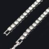 Layered Rhinestone Chain Necklace – Silver-Tone 19.5″