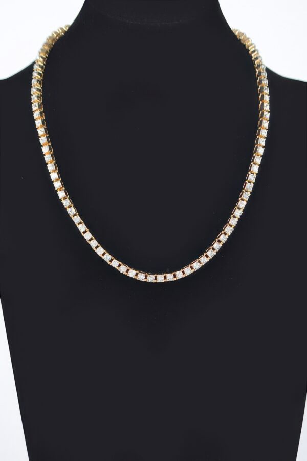 Layered Rhinestone Chain Necklace – Silver-Tone 19.5″