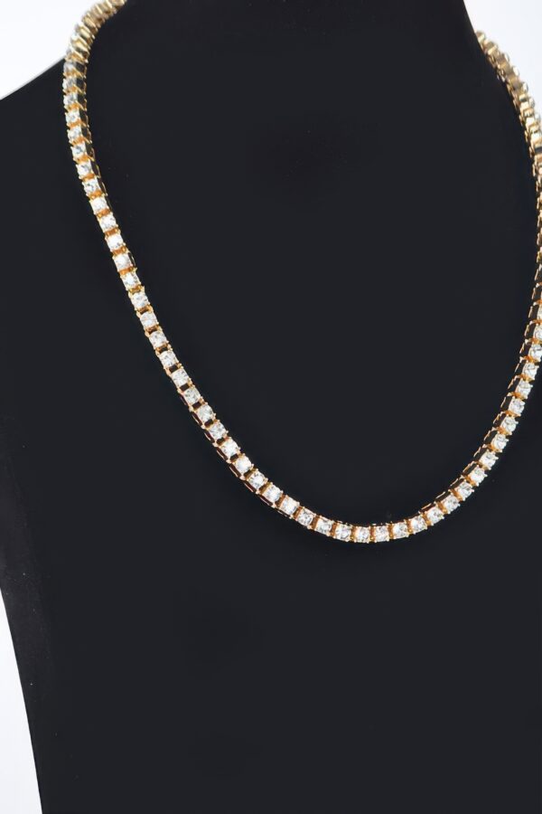 Layered Rhinestone Chain Necklace – Silver-Tone 19.5″