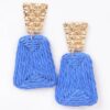 Faux Straw Drop Earrings with Rhinestone Accent