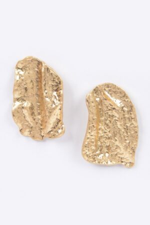 Cast Metal Leaf Earrings – Golden Polished