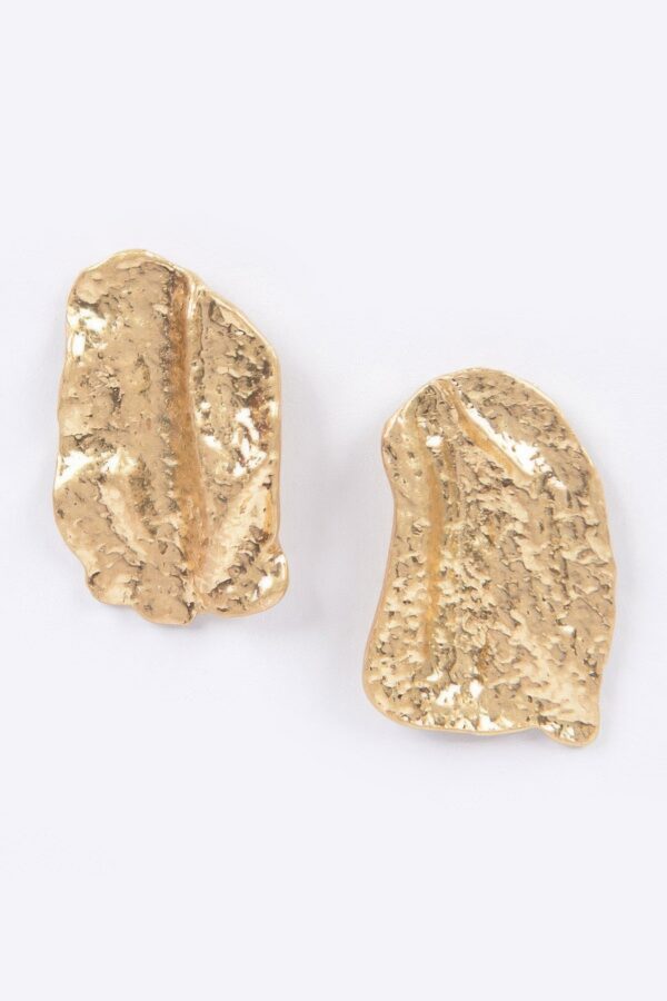 Cast Metal Leaf Earrings – Golden Polished