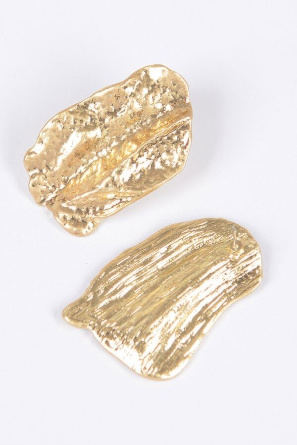 Cast Metal Leaf Earrings – Golden Polished