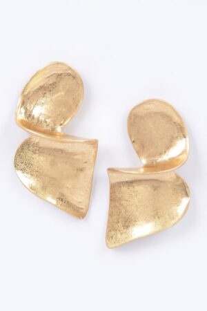 Cast Metal Heart Drop Earrings – Polished Finish