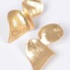 Cast Metal Heart Drop Earrings – Polished Finish