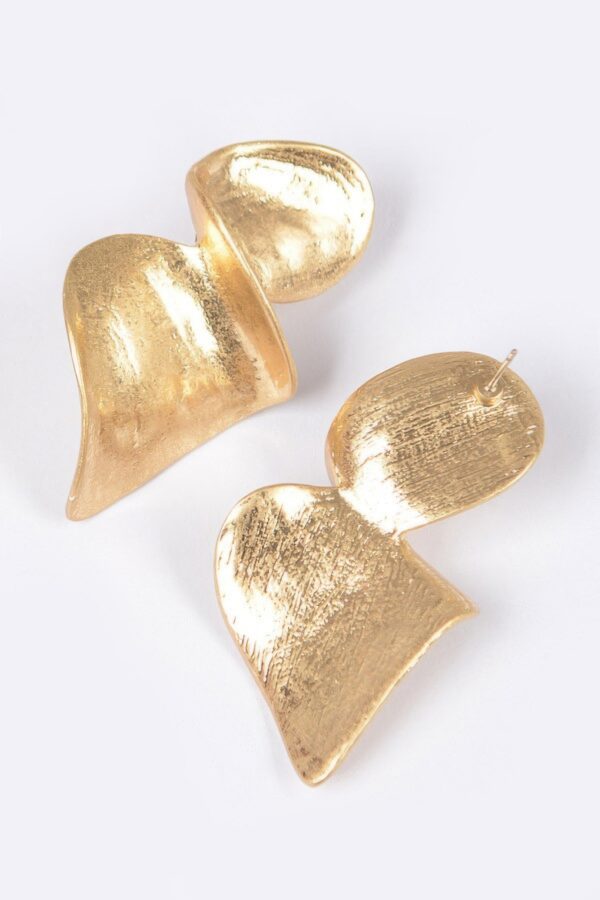 Cast Metal Heart Drop Earrings – Polished Finish