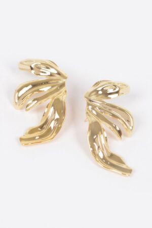 Gold-Plated Leaf Drop Earrings – Elongated Silhouette