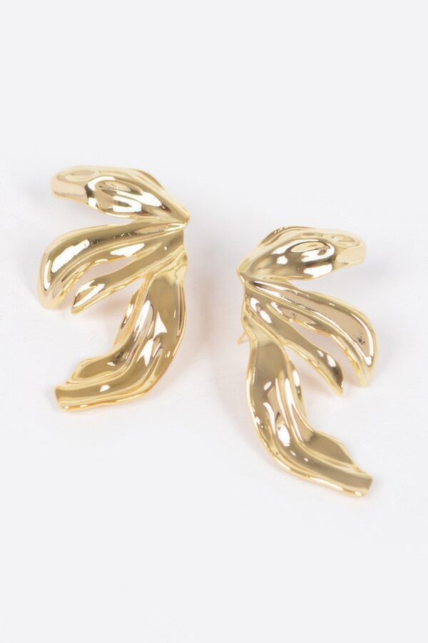 Gold-Plated Leaf Drop Earrings – Elongated Silhouette