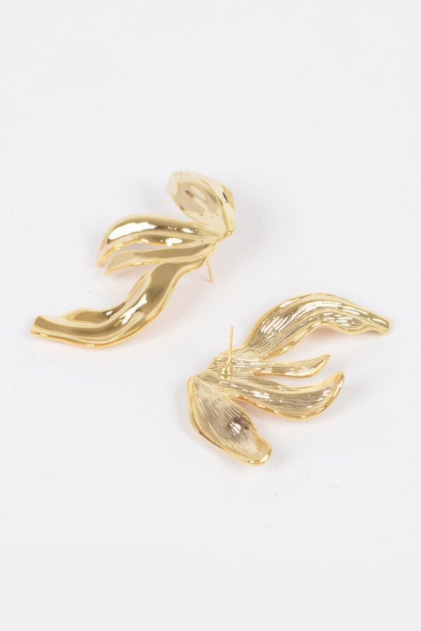 Gold-Plated Leaf Drop Earrings – Elongated Silhouette